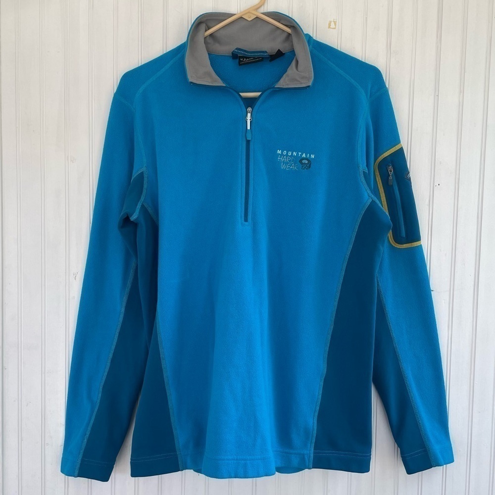 Mountain Hardwear Men's Aqua Teal Blue Quarter Zip Pullover Fleece Top Medium